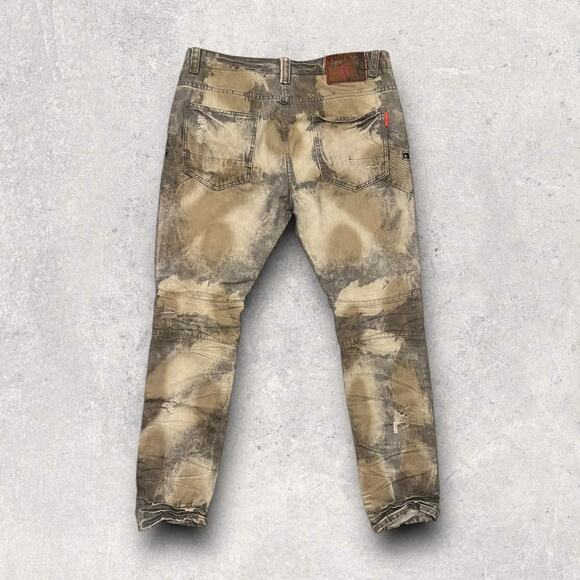 ★ Square Zero Camouflage Tie-Dye Distressed Jeans w/ Zipper Pockets ★ - Picture 3 of 7